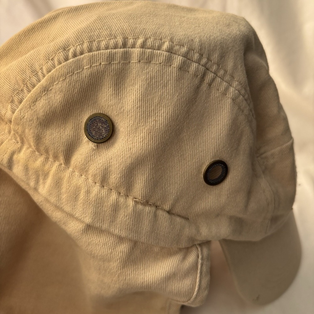 Ear Flap Sun Hat Neck Cover Baseball Cap Visor US 66 Beige spots on brim - Picture 7 of 11